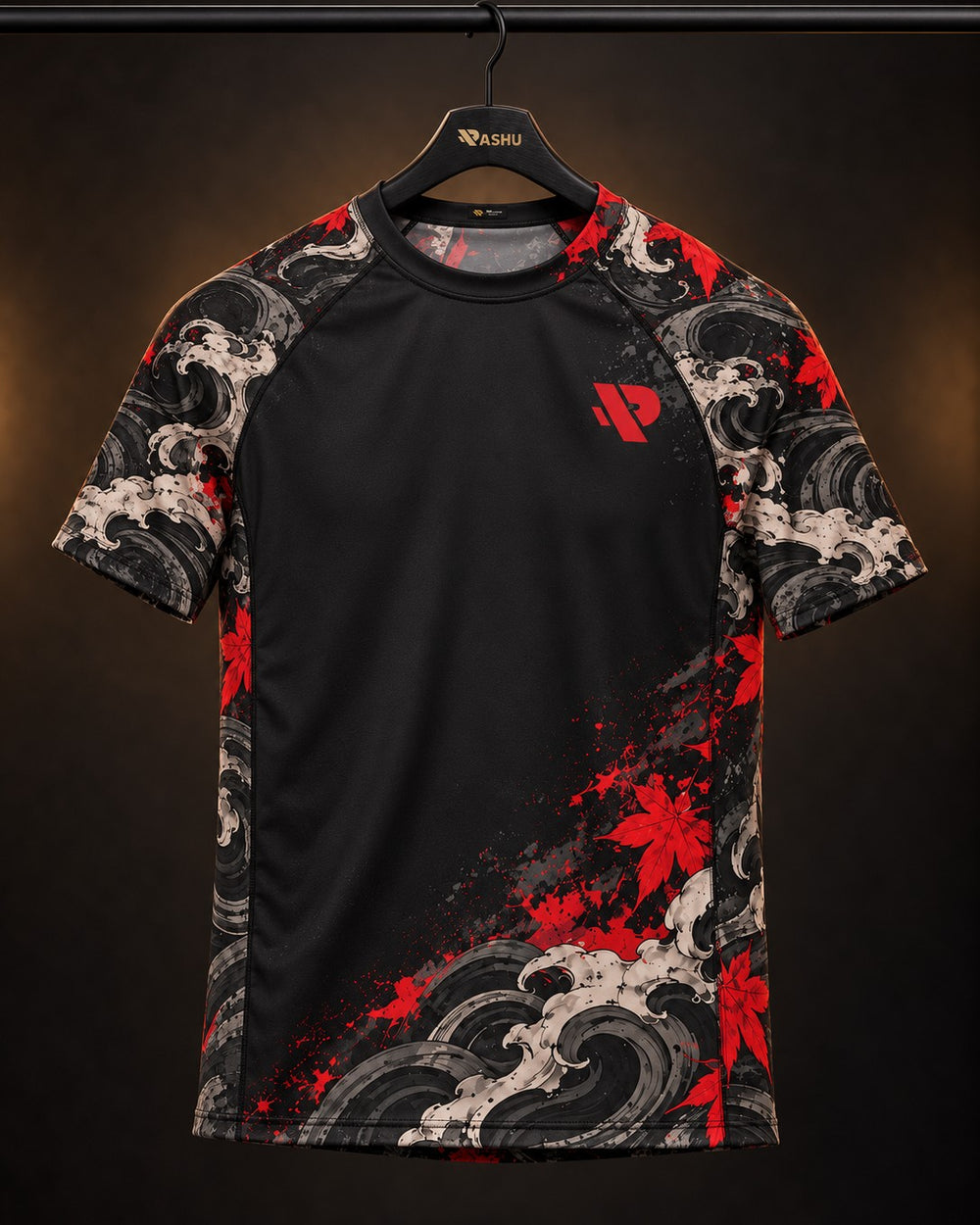 Rash guard Hannya Rouge manches courtes homme