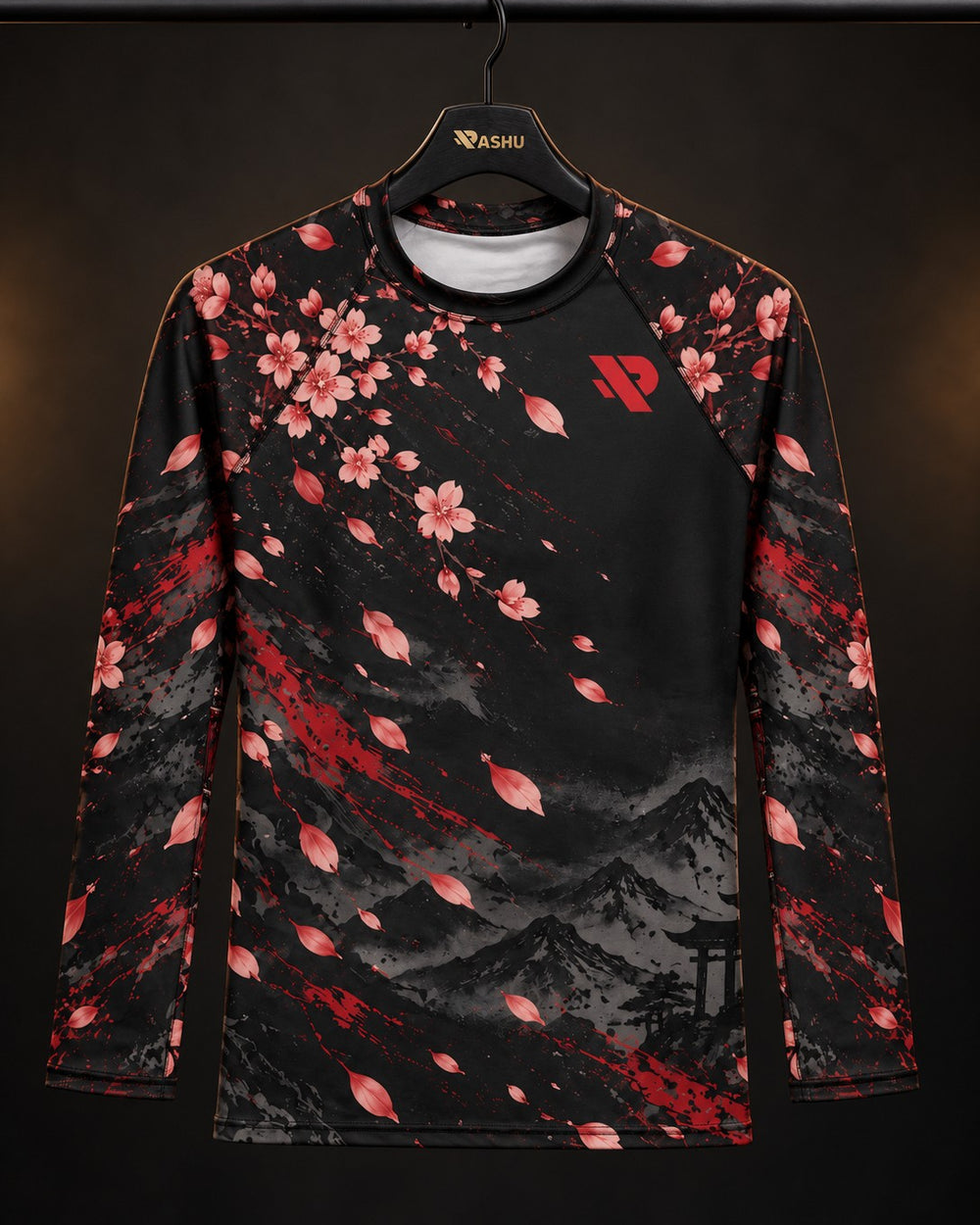 Rash guard Samouraï Armure Rouge manches longues homme