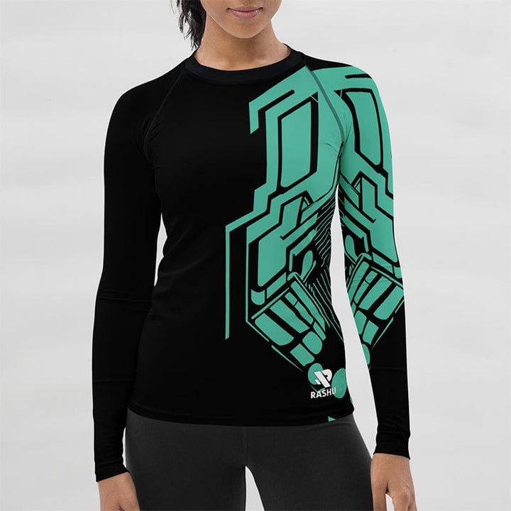 Rashguard Futuriste Cyber Agility - Femme Votre Rash Guard, Votre Mérite | Rashu