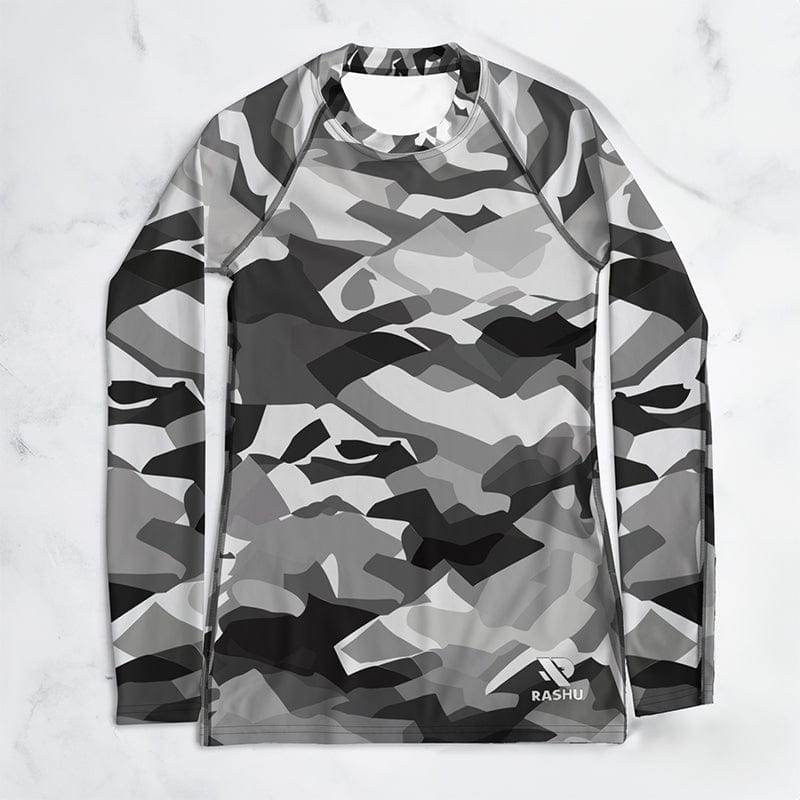 Rashguard Gris Camouflage - Femme Votre Rash Guard, Votre Mérite | Rashu