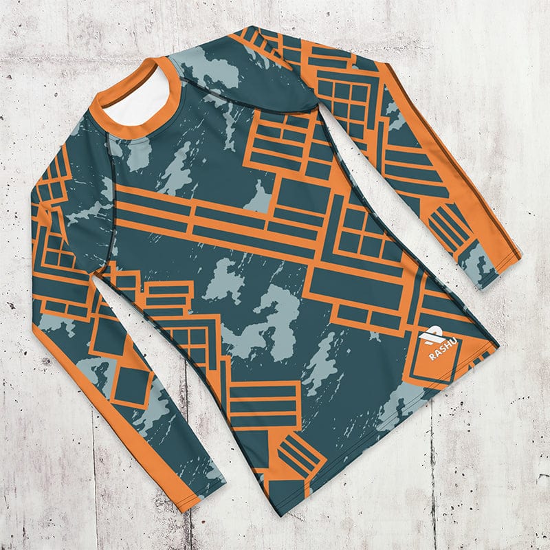 Rashguard Motif Urbain Gris et Orange - Homme Votre Rash Guard, Votre Mérite | Rashu