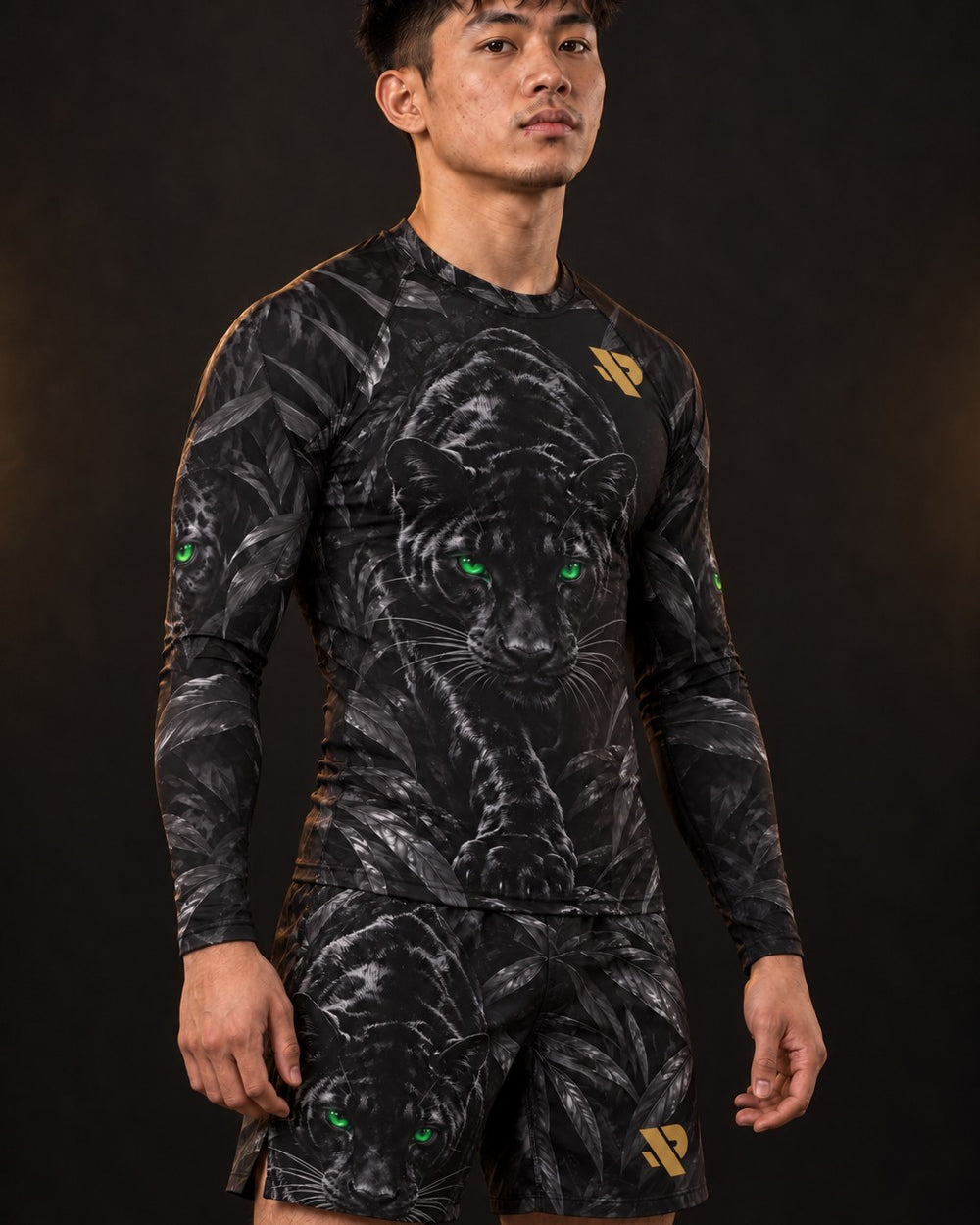 Rash guard Panthère Noire manches longues homme
