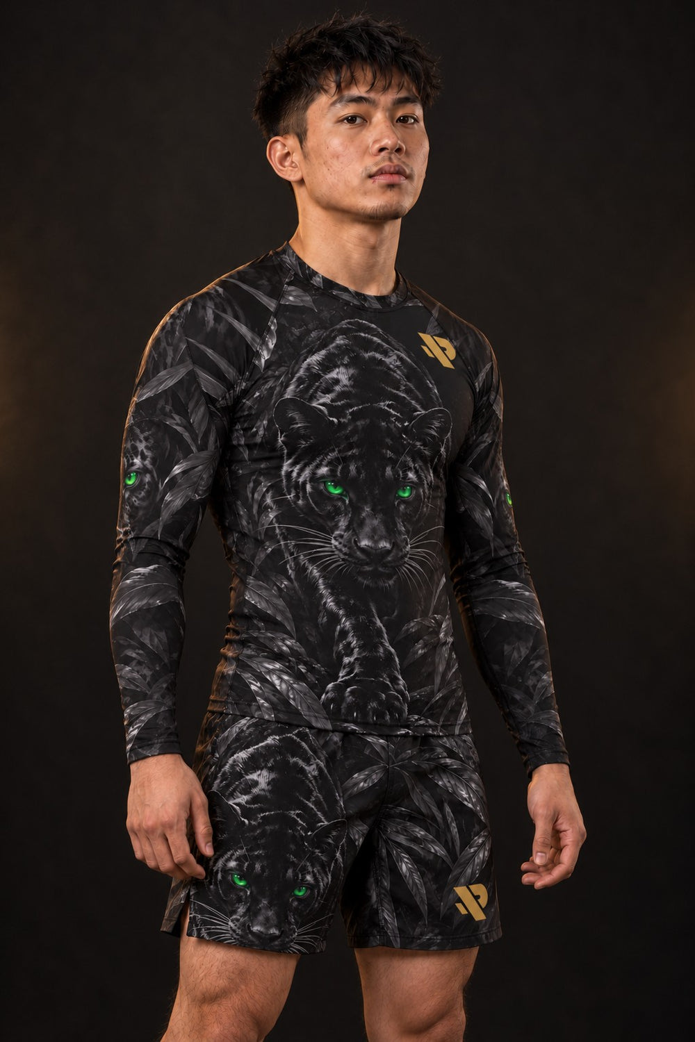 Rash guard Panthère Noire manches longues homme
