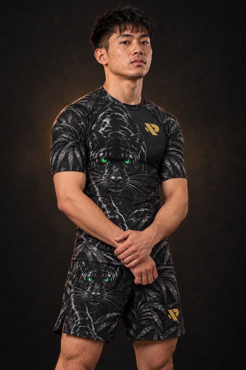 Rash guard Panthère Noire manches courtes homme