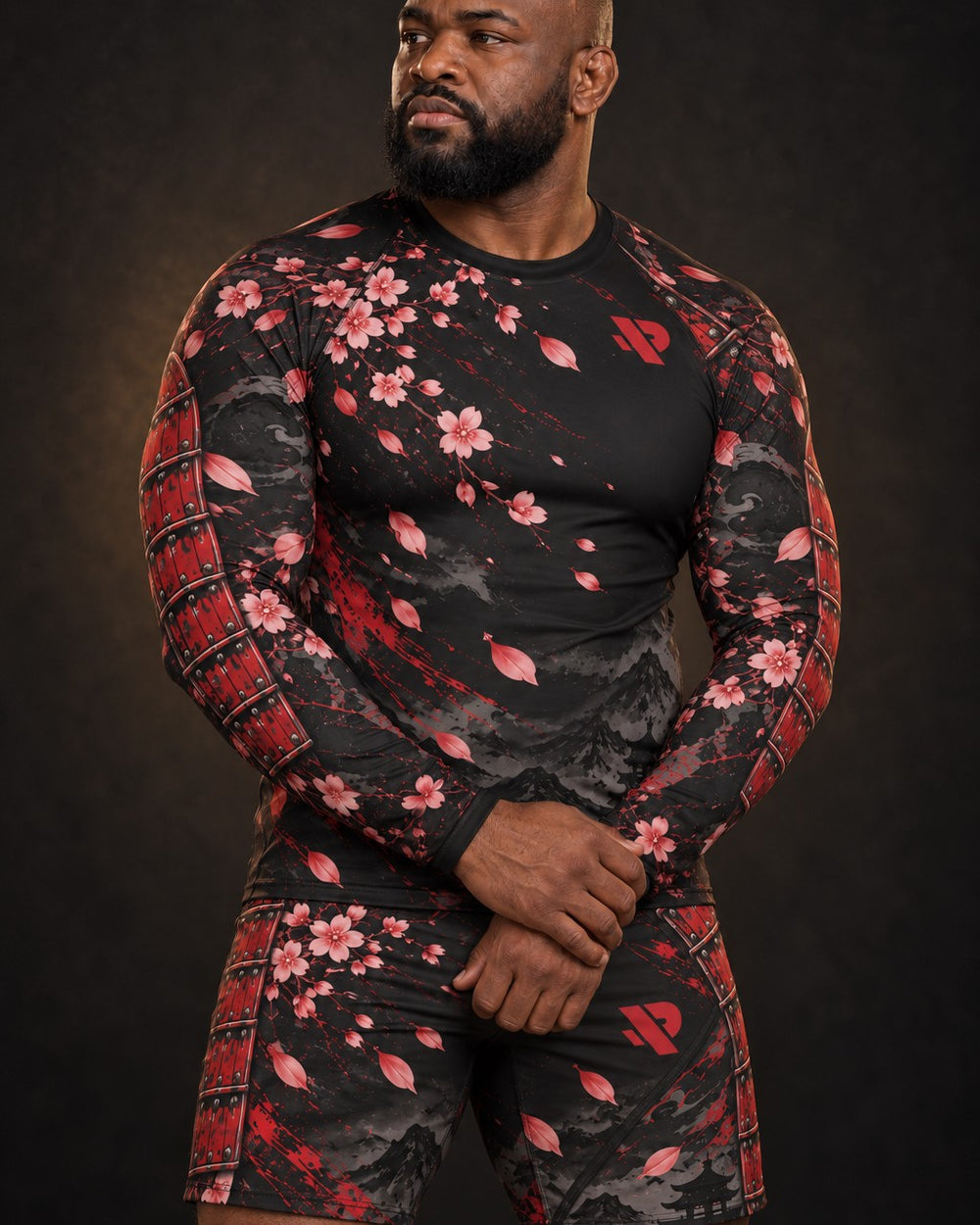 Rash guard Samouraï Armure Rouge manches longues homme