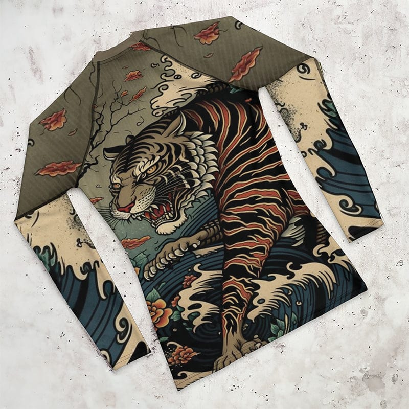 Rashguard Tigre Japonais Olive - Homme Rashu | Shop de Rash Guards Numéro 1