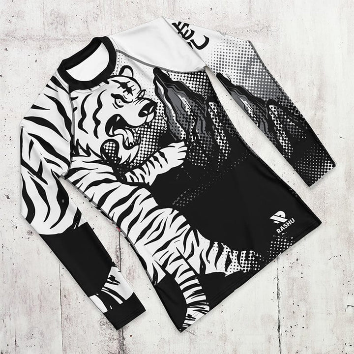 Rashguard Tigre Noir et Blanc - Homme Rashu | Shop de Rash Guards Numéro 1