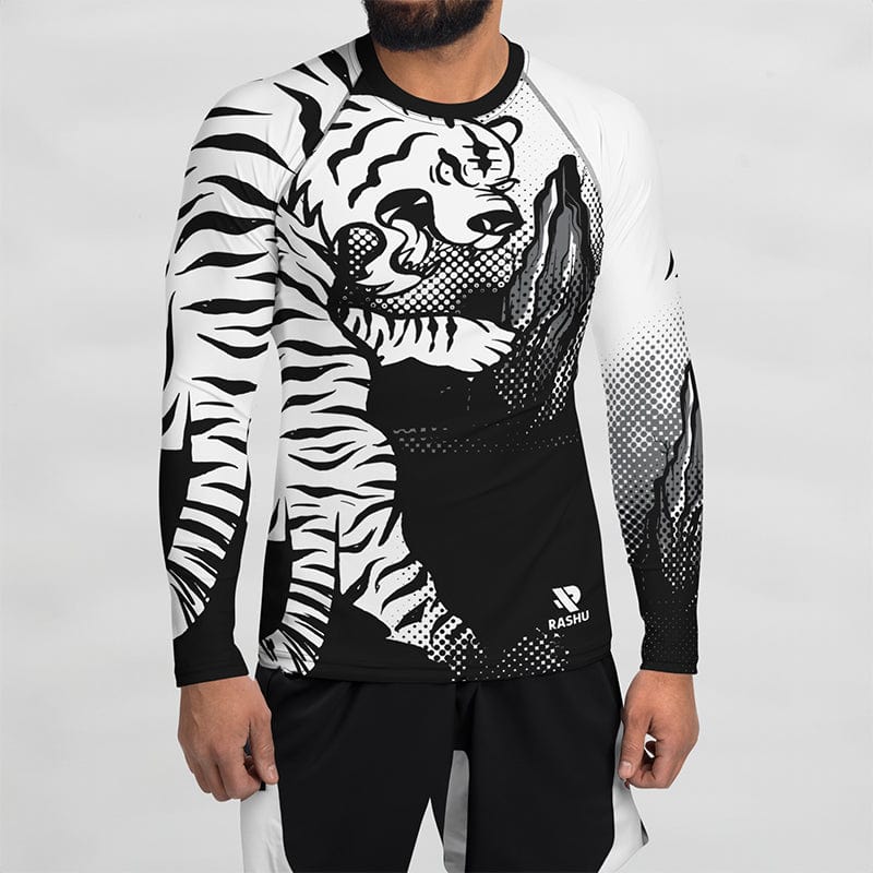 Rashguard Tigre Noir et Blanc - Homme Rashu | Shop de Rash Guards Numéro 1