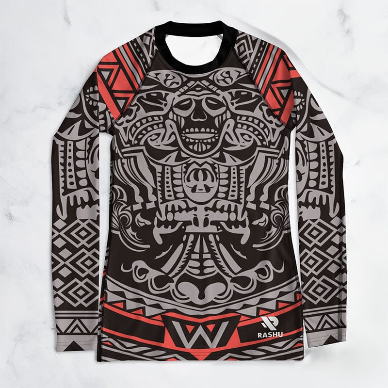 Rashguard Tribal Rouge et Noir - Femme Votre Rash Guard, Votre Mérite | Rashu